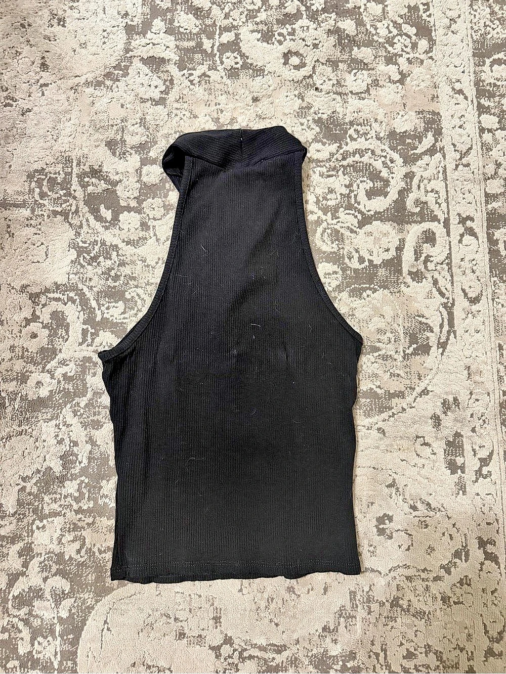 Lulus Black Ribbed Cross-Back Tank Size Small - Picture 2 of 3